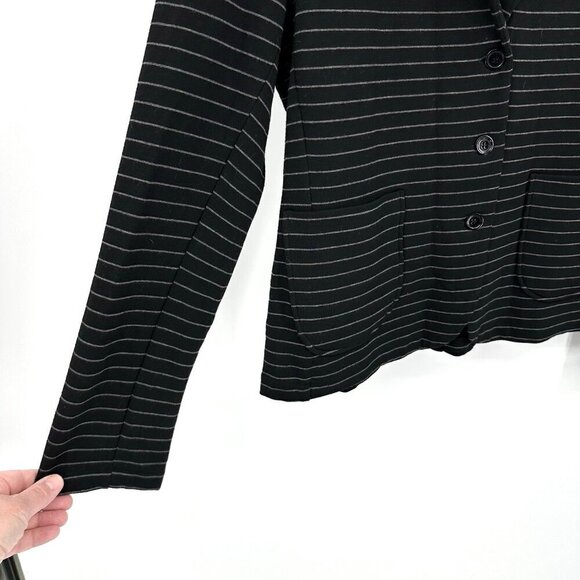 MAJESTIC FILATURES jacket blazer soft touch french terry striped black large 3 - Picture 5 of 8